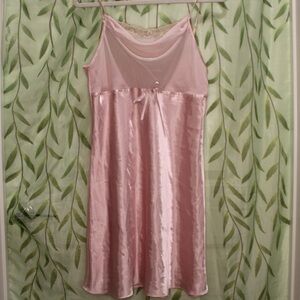 Delicates Blush Satin Chemise with Lace